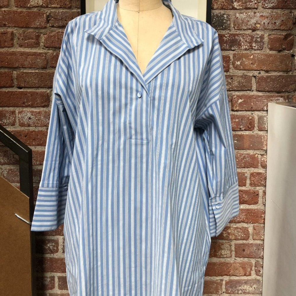 J. JILL ELEGANT BLUE & WHITE STRIPED BLOUSE (NWT)